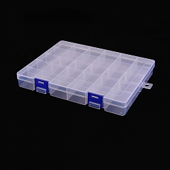 Clear Polypropylene(PP) Bead Storage Container, 30 Compartment Organizer Boxes, with 5Pcs Adjustable Dividers, Rectangle, Clear, 21.7x16.8x2.8cm, Hole: 8mm