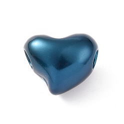 Steel Blue ABS Plastic Imitation Pearl European Beads, Large Hole Beads, Heart, Steel Blue, 19.5x24x11.5mm, Hole: 5.4mm, about 155pcs/500g