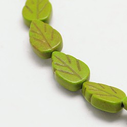 Yellow Green Synthetical Dyed Turquoise Leaf Bead Strand, Yellow Green, 18x12x4mm, Hole: 1mm, about 22pcs/strand, 15.3 inch
