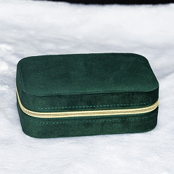 Dark Green Velvet Box, Jewelry Organizer, for Necklaces, Rings, Earrings and Pendants, Rectangle, Dark Green, 15.5x11x5.5cm