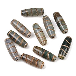 Другой Узор Тибетского стиля бусы дзи, природных бисера агат, окрашенная и подогревом, овальные, 28.5~32x10~12.5 мм, отверстие : 1.5~3 мм