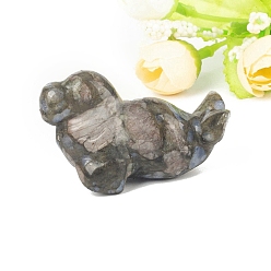 Glaucophane Natural Glaucophane Carved Healing Sea Dog Figurines, Reiki Energy Stone Display Decorations, 50.8mm