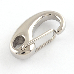 Stainless Steel Color Polished 304 Stainless Steel Keychain Clasp Findings, Snap Clasps, Stainless Steel Color, 26x12.5x5mm, Hole: 4x6mm