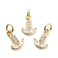 Прозрачный Латунные микро проложить кубического циркония прелести, реальный 18 k позолоченный, без кадмия и без свинца, кукуруза, прозрачные, 10.5x8x2 мм, отверстие : 3.8 мм