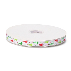 White Christmas Printed Grosgrain Ribbon for Christmas Gift Package, White, 3/8 inch(9mm), about 100yards/roll(91.44m/roll)