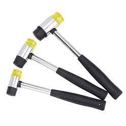 Platinum PandaHall Elite Installable Two Way Rubber Hammers, Mallets, Sledge Hammer with Steel Handle, Platinum, Size:
<p>Rubber Hammers: 23.5~24x6.4x2.5cm, hammer head: 25mm, 1pc,
<p>Plastic & Rubber Hammer: 24x7.7x2.95cm, 1pc,
<p>Plastic & Rubber Hammer: 25.5x8.45x3.45cm, 1pc.