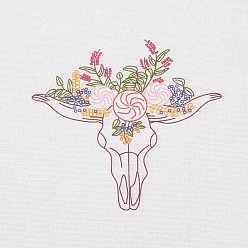 Cattle DIY Embroidery Fabric with Eliminable Pattern, Embroidery Cloth, Square, Cow Pattern, 28x27.6x0.05cm