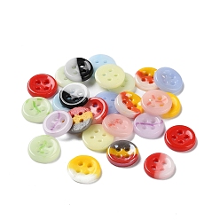 Mixed Color Ceramics Buttons, Flat Round, 4-Hole, Mixed Color, 12x2mm, Hole: 1.5mm