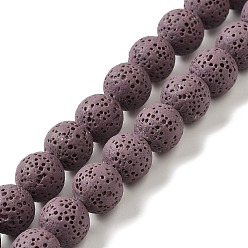 Розово-Коричневый Бусы из натурального камня лавы, окрашенные, круглые, розово-коричневый, 8 мм, Отверстие: около 2 мм, около 52 шт / нитка, 15.5 дюйм
