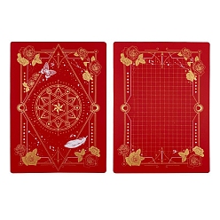 Red Plastic Cutting Mat, Cutting Board, for Craft Art, Rectangle with Flower Pattern, Red, 22x30cm