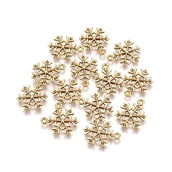 Antique Golden Tibetan Style Alloy Pendants, Lead Free & Cadmium Free, Snowflake, for Christmas, Antique Golden, 21x16x2mm, Hole: 2mm