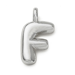 Letter F Латунные подвески, долговечный, стойки покрытие, без кадмия и без свинца, платина, Буква F, 15.5x8.5x4.5 мм, отверстие : 2.5 мм
