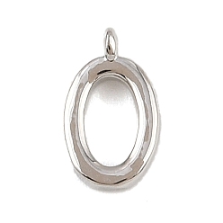 Letter O Латунь прелести, стойки покрытие, долговечный, без кадмия и без свинца, платина, Письмо O, 8.5x5x1.3 мм, отверстие : 0.8 мм