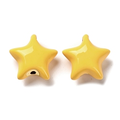 Золотистый Звездные латунные эмалевые бусины, долговечный, без кадмия и без свинца, стойки покрытие, реальный 18 k позолоченный, золотые, 21x22x11.5 мм, отверстие : 3 мм