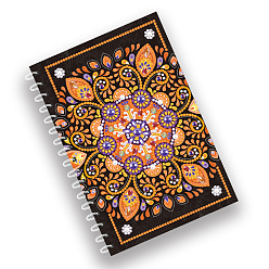 Flower DIY Mandala Theme Spiral Notebook Diamond Painting Kits, Including A5 Notebook, Resin Rhinestones, Diamond Sticky Pen, Tray Plate and Glue Clay, Flower Pattern, 210x140mm, 60 sheets/book