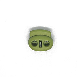 Yellow Green Nylon Cord Locks Clip Ends, Double Hole Drawstring Stopper Fastener Buttons, Yellow Green, 1.8x2cm, Hole: 4mm