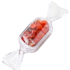 Carnelian Raw Natural Carnelian Chip in Plastic Candy Box Display Decorations, Reiki Energy Stone Ornament, 80mm