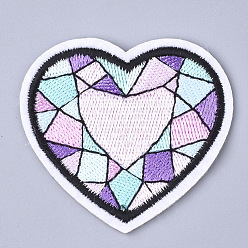 Lavender Blush Computerized Embroidery Cloth Iron On Patches, Costume Accessories, Appliques, Heart, Lavender Blush, 53x58x1mm
