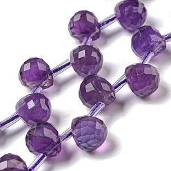 Amethyst Natural Amethyst Beads Strands, Faceted, Top Drilled, Teardrop, 10x8mm, Hole: 1mm, about 38pcs/strand, 15.55~16.142''(39.5~41cm)
