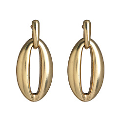 golden Stylish Metal Chain Hoop Earrings with Clasp for Women's Fashion Jewelry