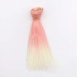 Light Salmon High Temperature Fiber Long Straight Ombre Hairstyle Doll Wig Hair, for DIY Girl BJD Makings Accessories, Light Salmon, 5.91 inch(15cm)