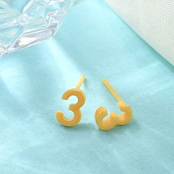 Yellow Hypoallergenic Bioceramics Zirconia Ceramic Stud Earrings, Number 3, No Fading and Nickel Free, Yellow, 7x4.5mm