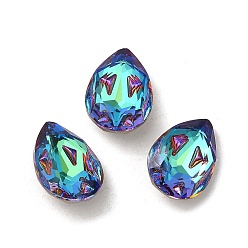 Sphinx K9 Glass Rhinestone Cabochons, Point Back & Back Plated, Faceted, Teardrop, Sphinx, 14x10x5mm
