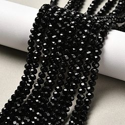 Черный Окрашенная натуральная малайзия жадеит бусины пряди, граненые, чёрные, 4x2~3 мм, отверстие : 1 мм, около 115 шт / нитка, 14 дюйм