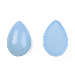 Light Sky Blue Opaque Resin Cabochons, Imitation Jade, Teardrop, Light Sky Blue, 12x8x4.5mm