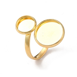 Настоящее золото 18K 304 открытые кольца манжеты из нержавеющей стали, настройка кольца колодки, плоско-круглые, реальный 18 k позолоченный, внутренний диаметр: 17 мм, лоток: 12 & мм 8 мм