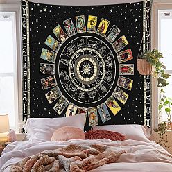 Colorful Polyester Tarot Pattern Trippy Wall Hanging Tapestry, Sun Moon Hippie Tapestry for Bedroom Living Room Decoration, Rectangle, Colorful, 1500x1300mm