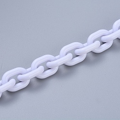 White Acrylic Handmade Cable Chains, Oval, White, 19x14x4mm, about 39.37 inch(1m)/strand