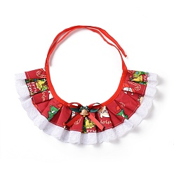 Red Cloth Pet's Christmas Lace Bandanas, Xmas Dog Cat Collar Bibs, with Resin Bells, Red, 865~880x11.5~11.7mm