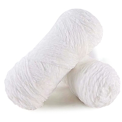 White 100g Polyester Chenille Yarn, Velvet Hand Knitting Threads, for Baby Sweater Scarf Fabric Needlework Craft, White, 3mm