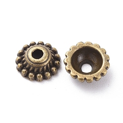 Antique Bronze Tibetan Style Alloy Caps, Lead Free & Cadmium Free, Antique Bronze, 8x3mm, Hole: 2mm