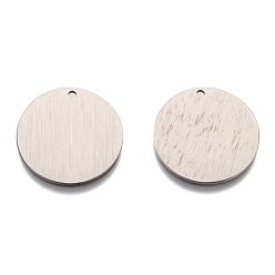 Stainless Steel Color 304 Stainless Steel Pendants, Stamping Blank Tag, Laser Cut, Double Side Drawbench Effect, Flat Round, Stainless Steel Color, 20x1mm, Hole: 1.2mm