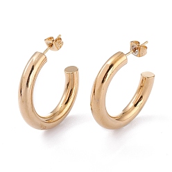 Golden 201 Stainless Steel Stud Earrings, with 304 Stainless Steel Pin, Ring, Golden, 28x5mm, Pin: 0.8mm