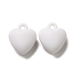 White Opaque Acrylic Pendants, Heart Charm, Frosted, White, 19x16x8.5mm, Hole: 2mm, about 400pcs/500g