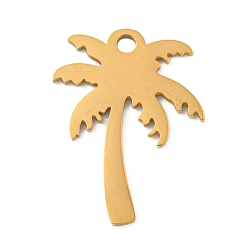 Дерево Ионное покрытие (ip) 304 подвески из нержавеющей стали, лазерная резка, золотые, кокосовая пальма, 24.5x19x1 мм, отверстие : 2.5 мм