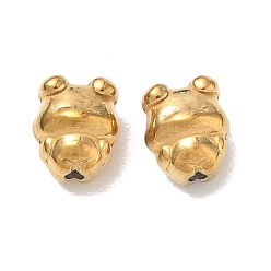 Real 18K Gold Plated 304 Stainless Steel Beads, Bear, Ion Plating(IP), Real 18K Gold Plated, 8x6.5x5.5mm, Hole: 1.3mm