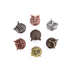 Mixed Color Zinc Alloy Beads Rhinestone Settings, Owl, Mixed Color, 11x10.5x8.5mm, Hole: 2mm
