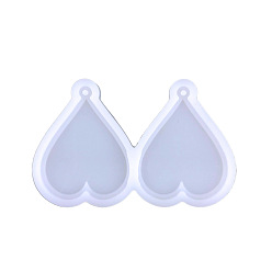 White Silicone Pendant Molds, Resin Casting Molds, for UV Resin, Epoxy Resin Craft Making, Heart, White, 58x90mm