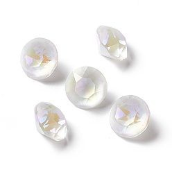 Crystal Mocha Fluorescent Style K9 Glass Rhinestone Cabochons, Pointed Back, Diamond, Crystal, 10x7mm