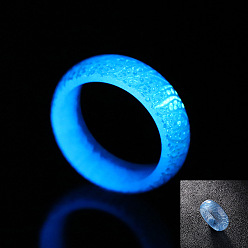 Light Sky Blue Luminous Glow in the Dark Resin Simple Finger Ring, Light Sky Blue, US Size 8(18.1mm)