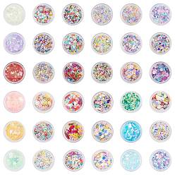 Mixed Color Ornament Accessories, PVC Plastic Paillette/Sequins Beads, No Hole/Undrilled Beads, Mixed Shapes, Mixed Color, 1~5x1~5x0.1mm