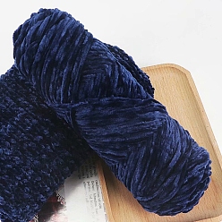 Полуночно-синий Шерстяная пряжа синель, бархатные нитки для ручного вязания, для детского свитера, шарфа, ткани, рукоделия, ремесла, темно-синий, 3 мм, около 87.49 ярдов (80 м) / моток