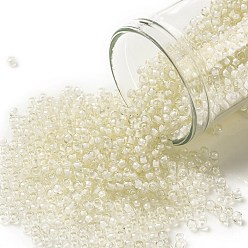 (981C) Inside Color Crystal/White Lined Тохо 11/0 круглые бусины, японский бисер, (981 c) внутри цветной кристалл / белая подкладка, 11/0, 2.2 мм, отверстие : 0.8 мм, Около 1110 шт / 10 г