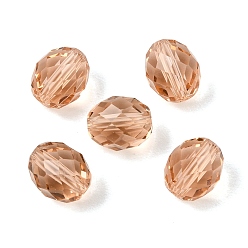 Rosada Marrón K 9 cuentas de vidrio, imitación de vidrio cuentas de cristal austriaco, oval, facetados, marrón rosado, 8x6 mm, agujero: 1.2~1.4 mm