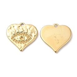 Real 18K Gold Plated Ion Plating(IP) 316L Surgical Stainless Pendant Rhinestone Settings, Heart with Eye, Real 18K Gold Plated, Fit for 1mm & 1.5mm Rhinestone, 14.7x15x1.7mm, Hole: 1.2mm