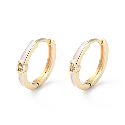 Real 18K Gold Plated Brass Micro Pave Cubic Zirconia Hoop Earrings, Ring, Real 18K Gold Plated, 13x2.5mm